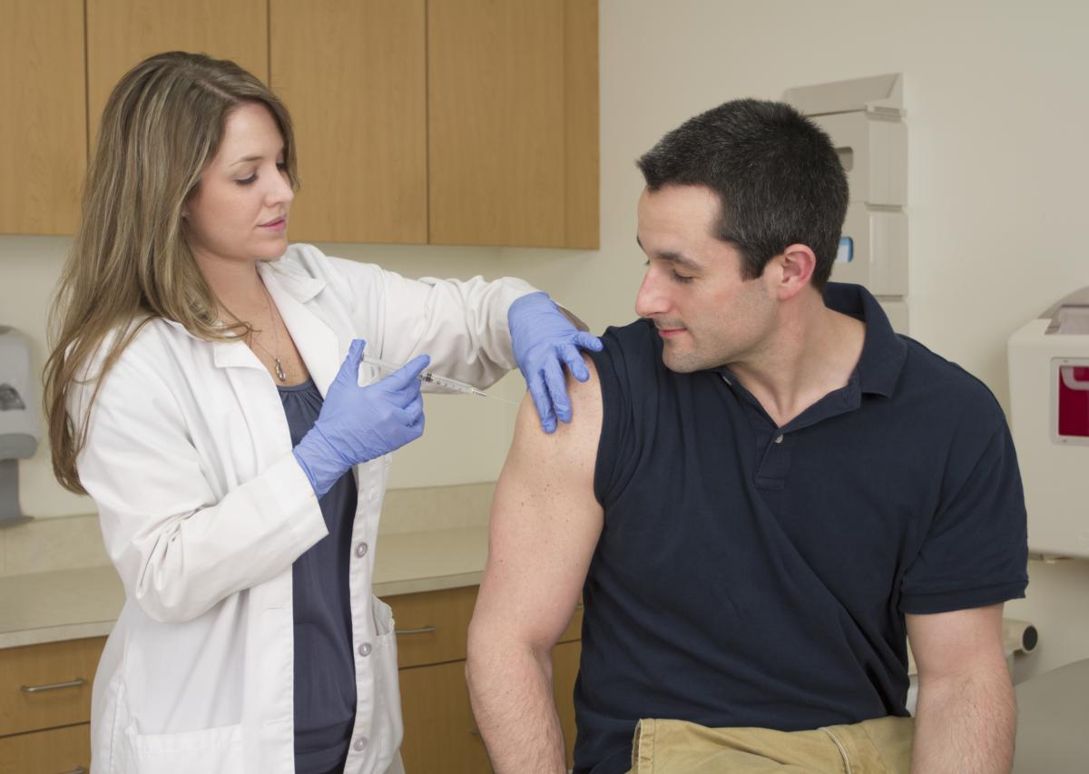 Image of patient receiving TDAP vaccine