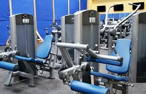 A fitness center with workout machines