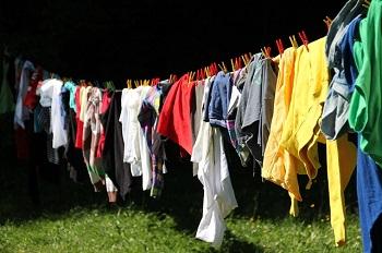 Clothes hanging on a clothesline 