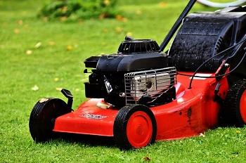 Red push mower