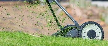 Lawnmower mowing grass